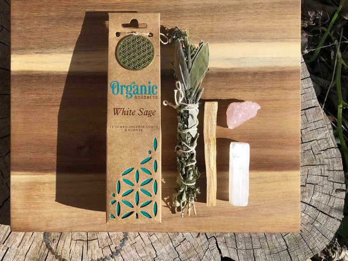 Home-Grown Smudge Wand / Crystal Incense Set