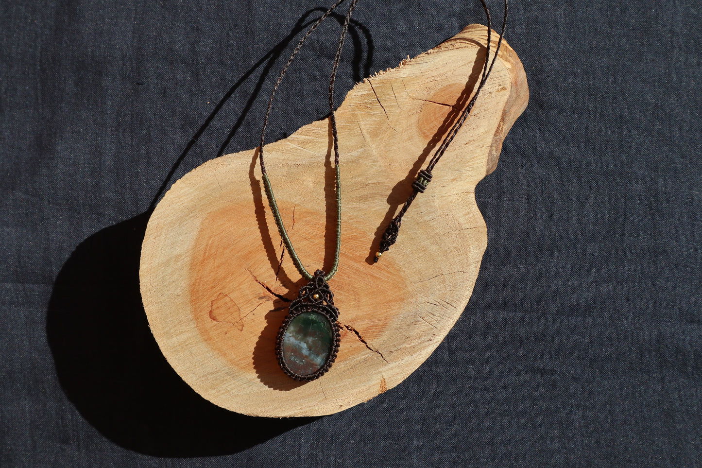 Handcrafted Macrame Necklace - Moss Agate