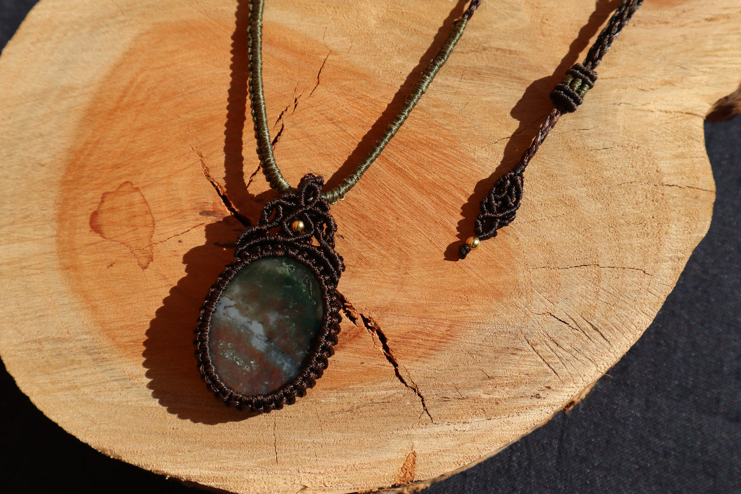 Handcrafted Macrame Necklace - Moss Agate