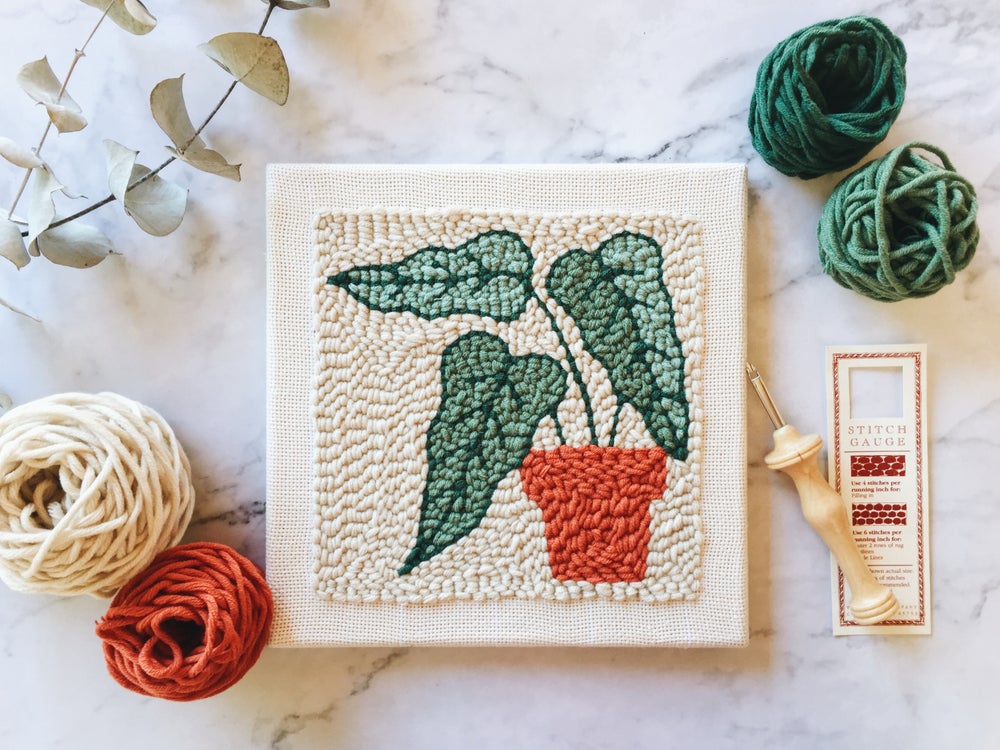 Oxford punch needle start kit - little plants pot